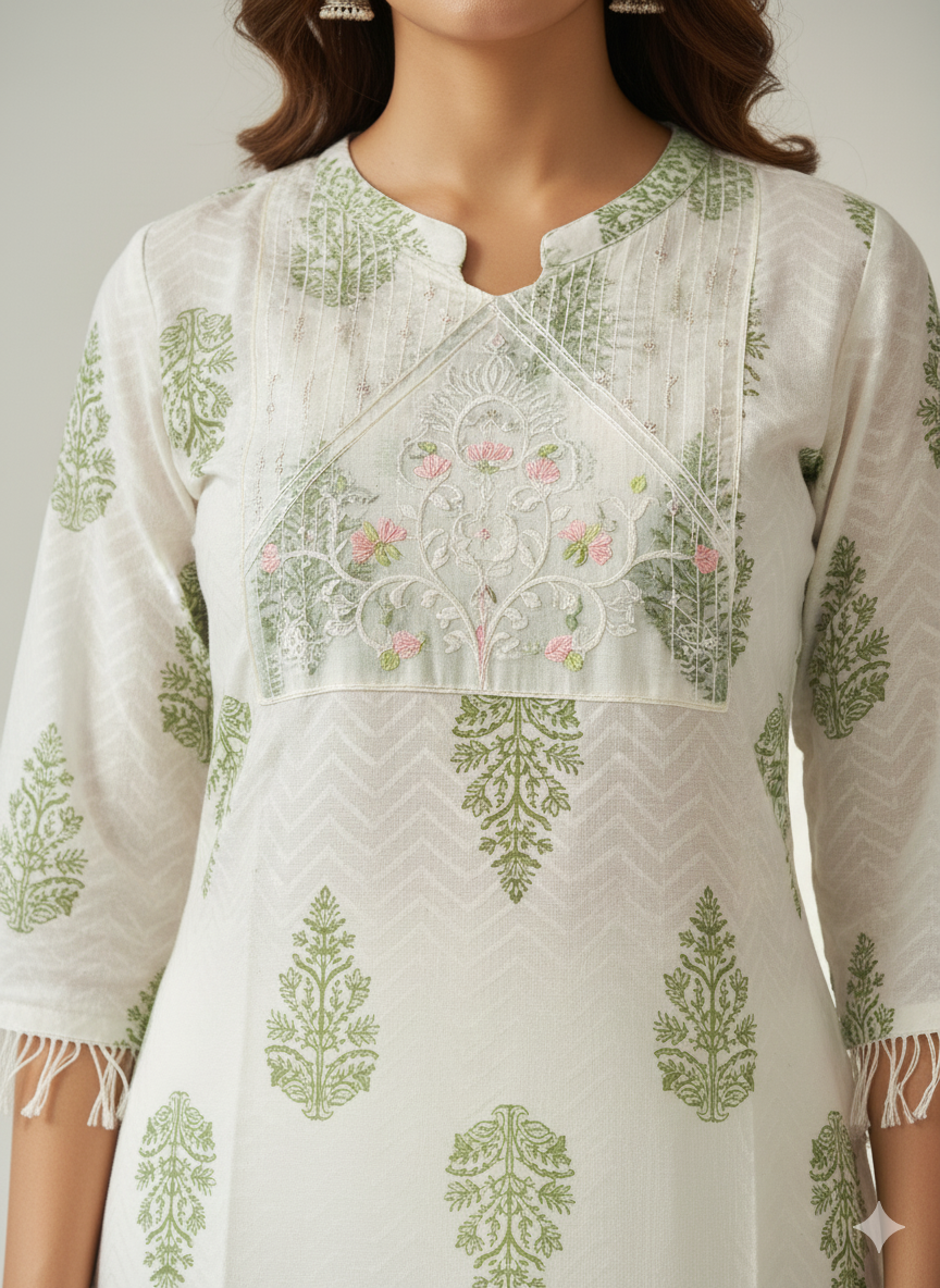 Elegant Ikat Print Cotton Kurti