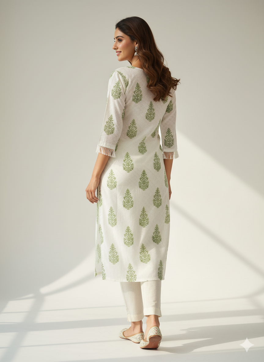 Elegant Ikat Print Cotton Kurti