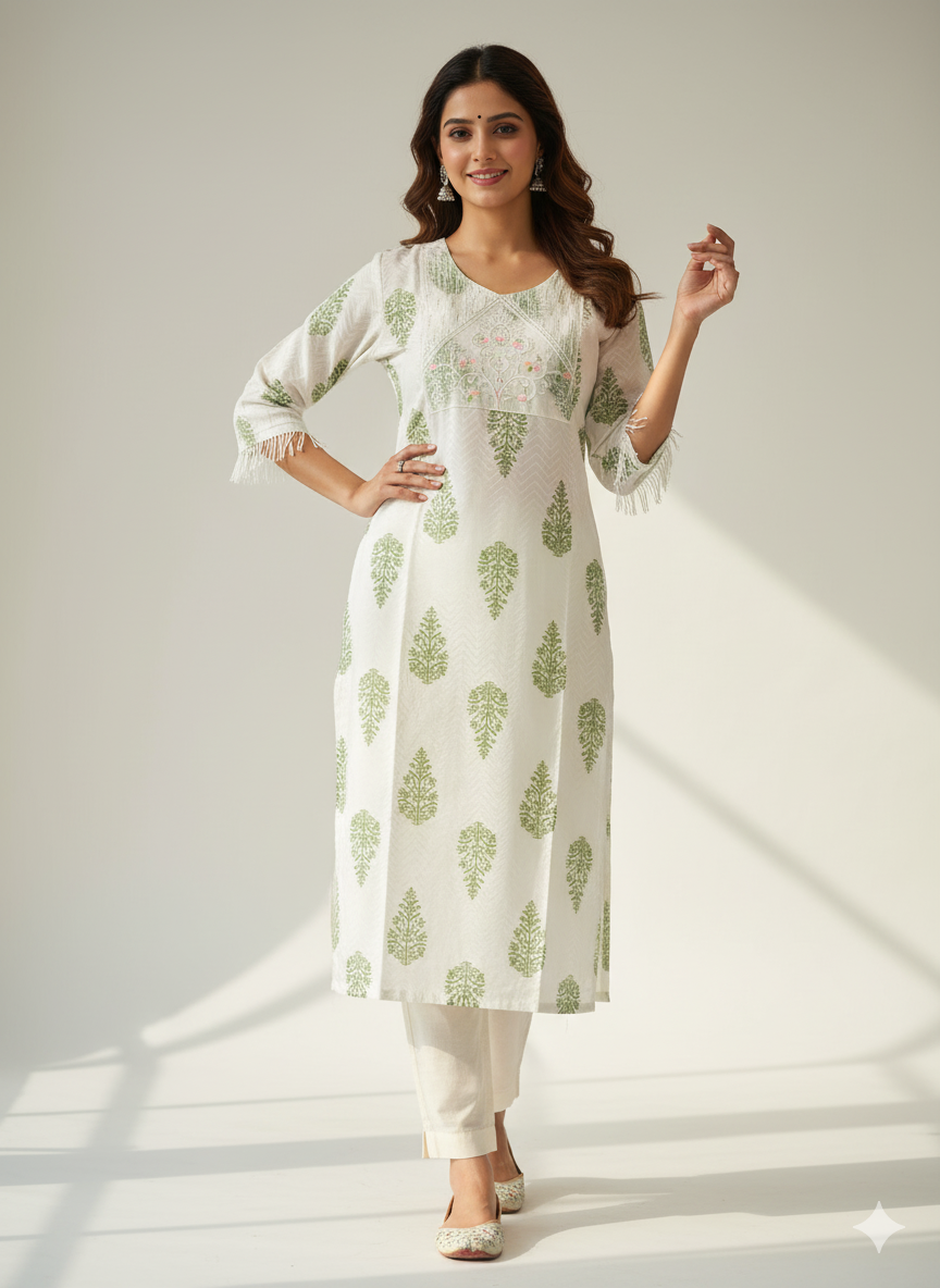Elegant Ikat Print Cotton Kurti